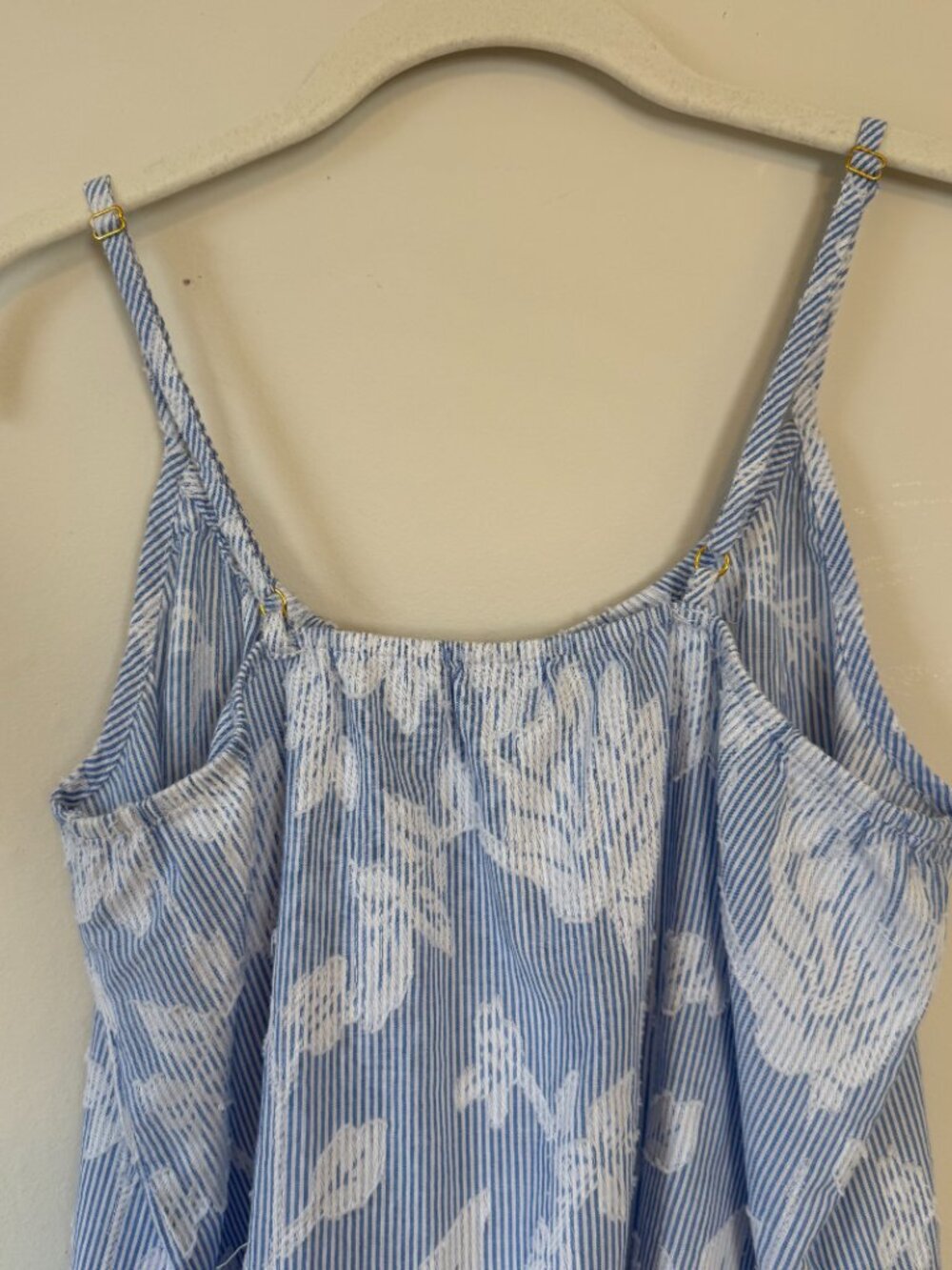 Soma Cotton Striped Floral Jacquard Pajama Cami Small Blue White New With Tags - Picture 8 of 15